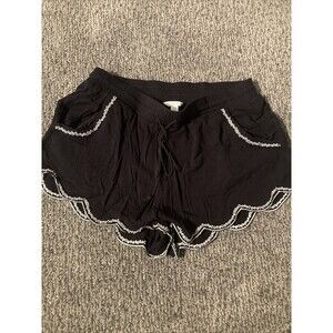 Aeropostale Black Boho Pull On Embroidered Ruffle Shorts Women's Size Small